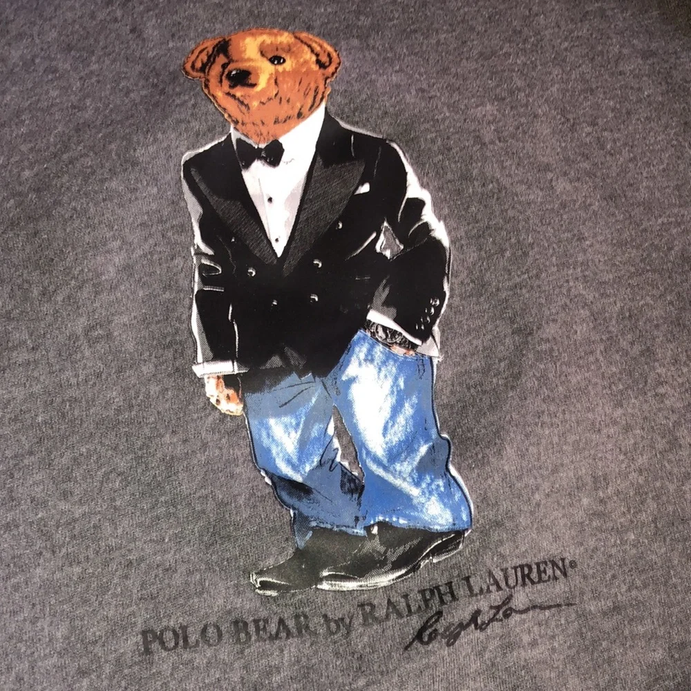 Ralph Lauren Polo Bear by RALPH LAUREN Gray Hoodie Tuxedo Bear Polo Bear